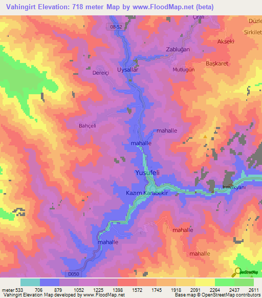 Vahingirt,Turkey Elevation Map