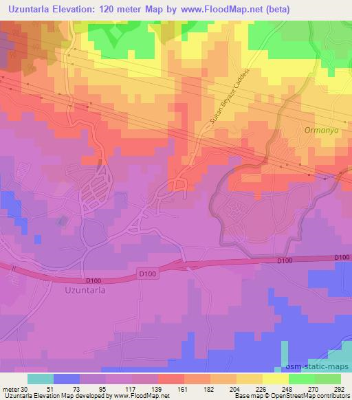 Uzuntarla,Turkey Elevation Map