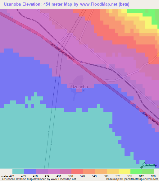 Uzunoba,Turkey Elevation Map