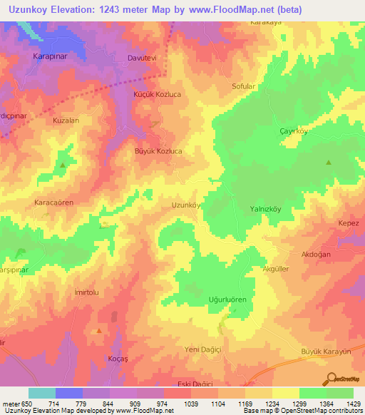 Uzunkoy,Turkey Elevation Map