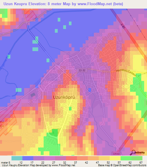 Uzun Keupru,Turkey Elevation Map