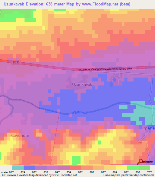 Uzunkavak,Turkey Elevation Map