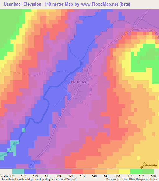 Uzunhaci,Turkey Elevation Map