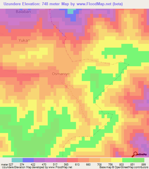 Uzundere,Turkey Elevation Map