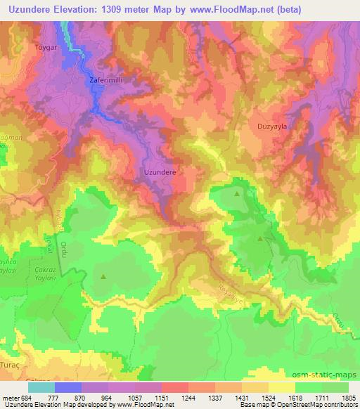 Uzundere,Turkey Elevation Map