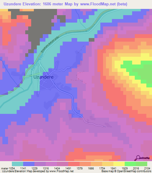 Uzundere,Turkey Elevation Map