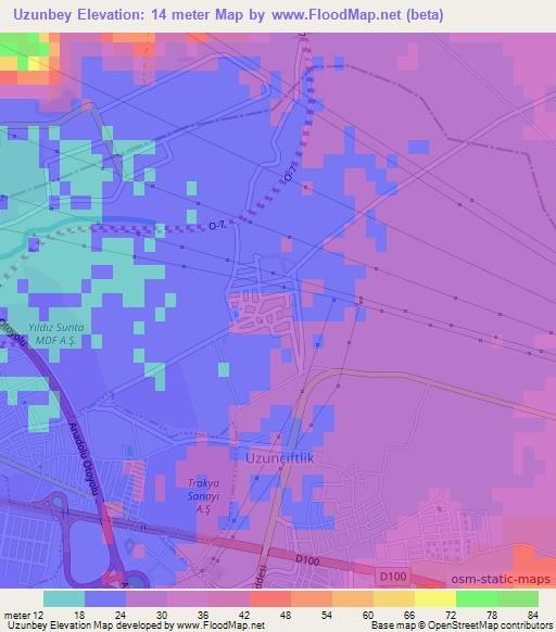 Uzunbey,Turkey Elevation Map