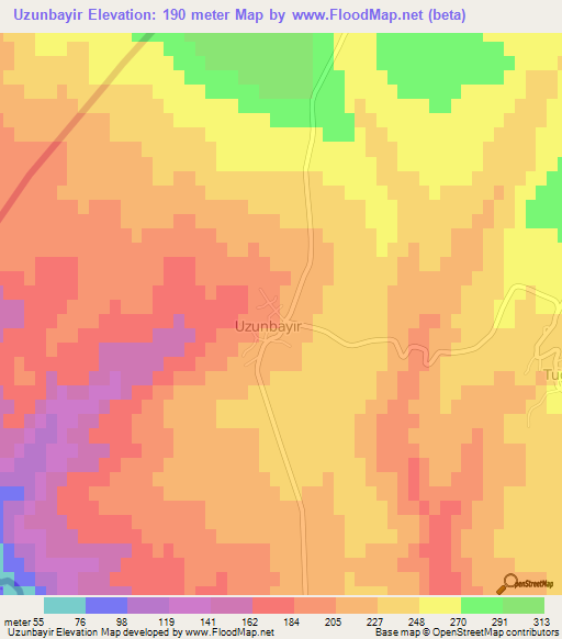 Uzunbayir,Turkey Elevation Map