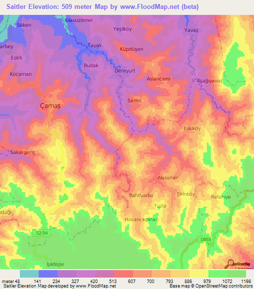 Saitler,Turkey Elevation Map