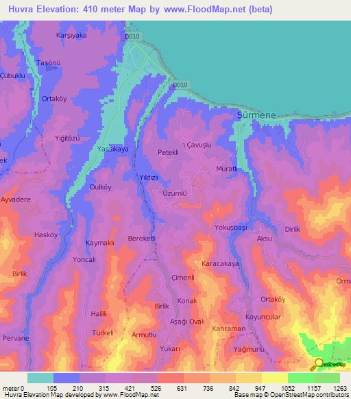 Huvra,Turkey Elevation Map