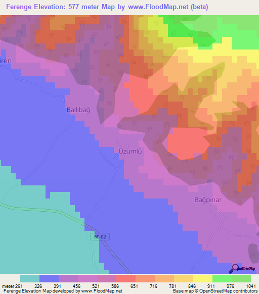 Ferenge,Turkey Elevation Map