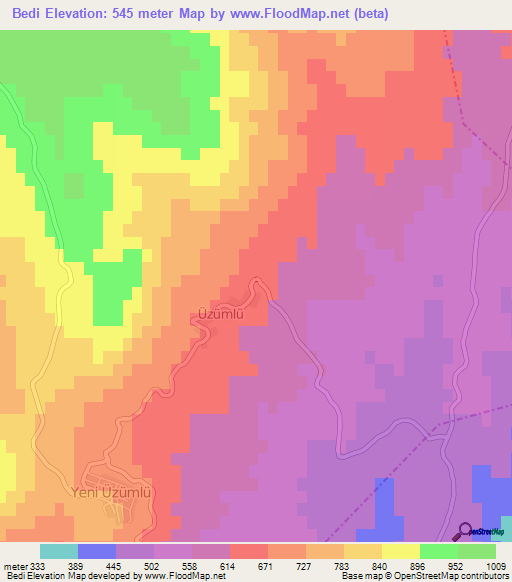 Bedi,Turkey Elevation Map