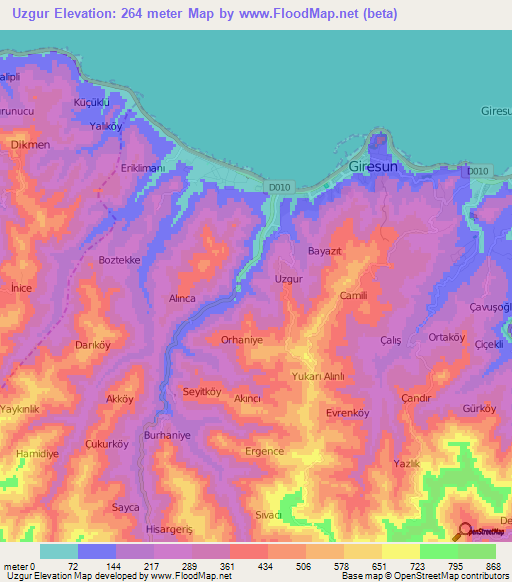 Uzgur,Turkey Elevation Map