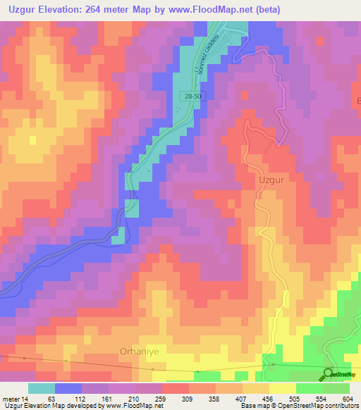 Uzgur,Turkey Elevation Map