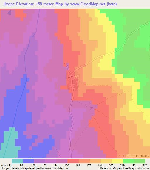 Uzgac,Turkey Elevation Map