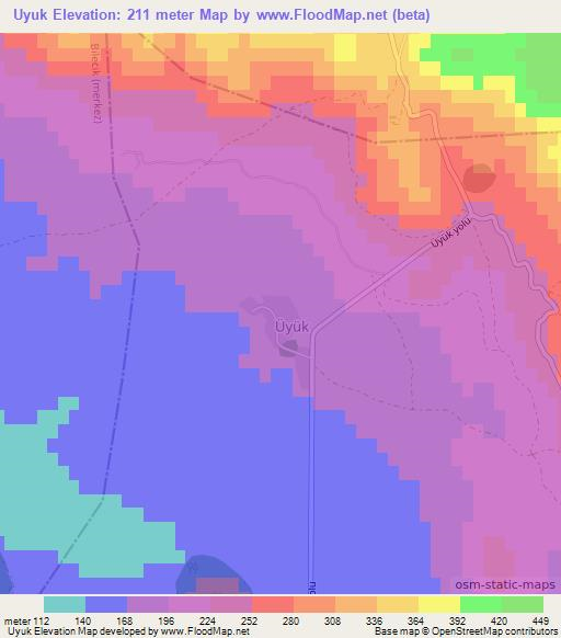 Uyuk,Turkey Elevation Map