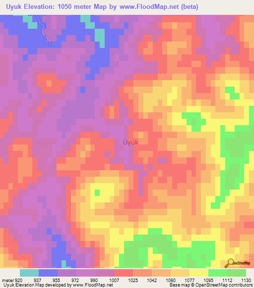 Uyuk,Turkey Elevation Map