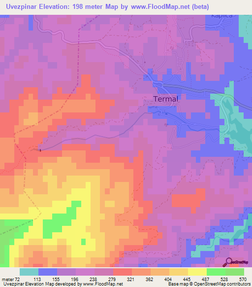 Uvezpinar,Turkey Elevation Map