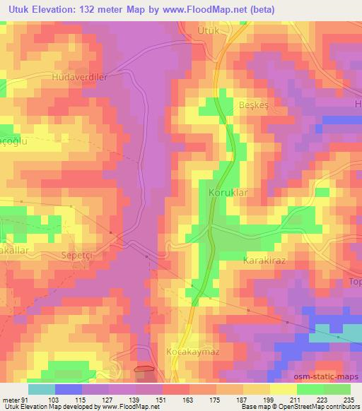 Utuk,Turkey Elevation Map