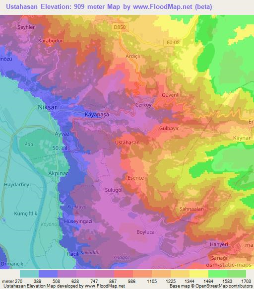 Ustahasan,Turkey Elevation Map