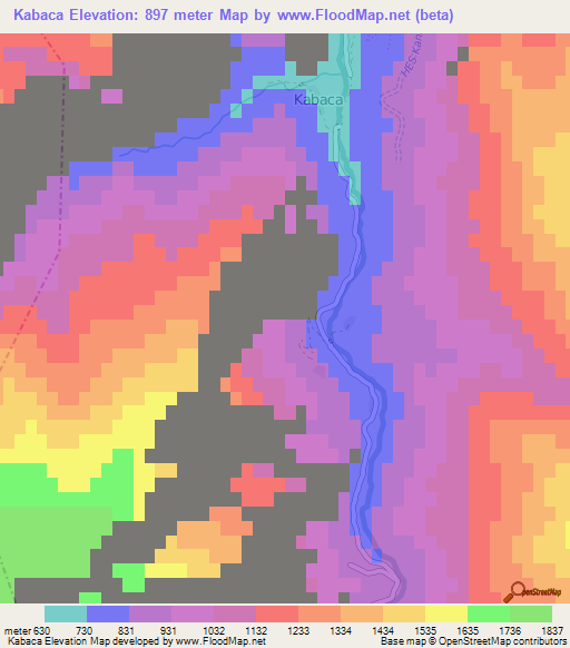 Kabaca,Turkey Elevation Map