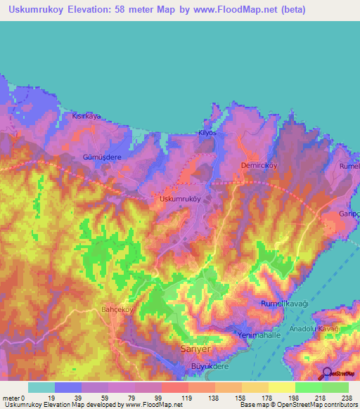 Uskumrukoy,Turkey Elevation Map