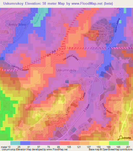 Uskumrukoy,Turkey Elevation Map