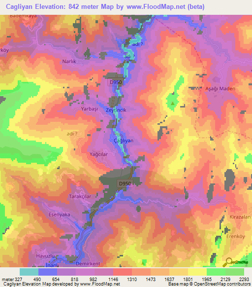 Cagliyan,Turkey Elevation Map