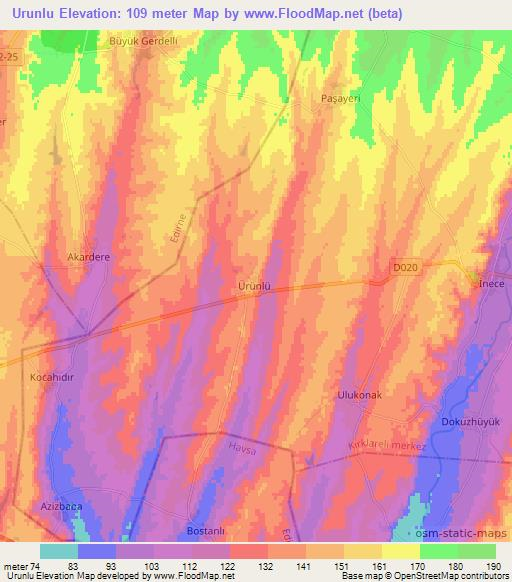 Urunlu,Turkey Elevation Map