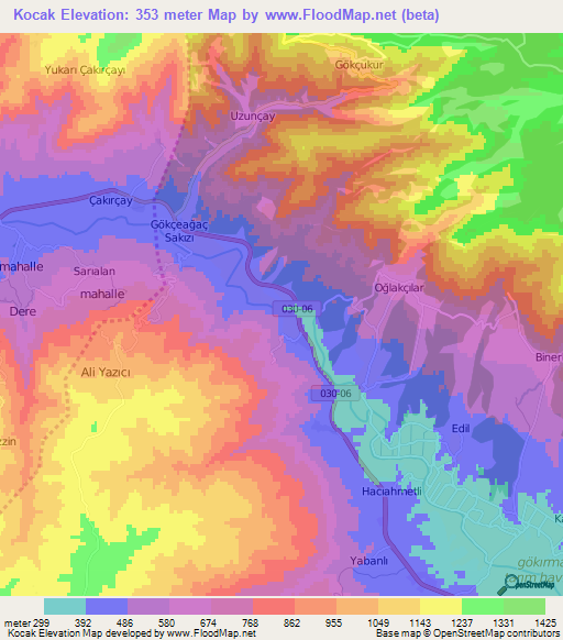 Kocak,Turkey Elevation Map