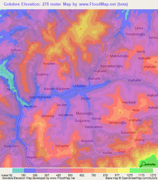 Gokdere,Turkey Elevation Map