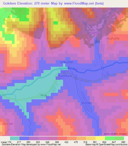 Gokdere,Turkey Elevation Map