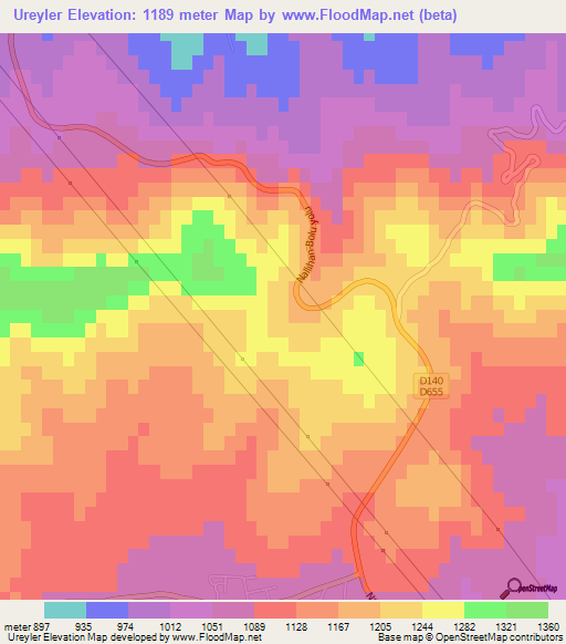 Ureyler,Turkey Elevation Map