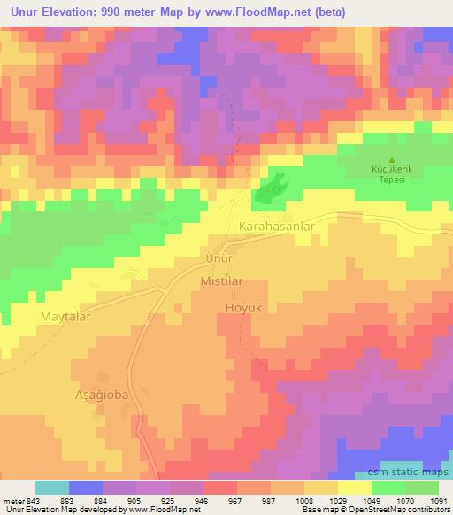 Unur,Turkey Elevation Map