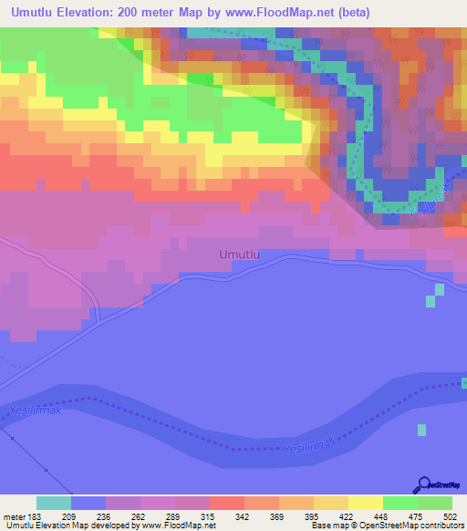 Umutlu,Turkey Elevation Map