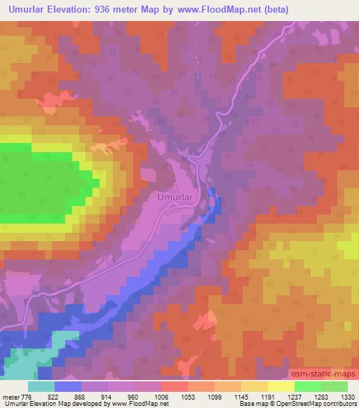 Umurlar,Turkey Elevation Map