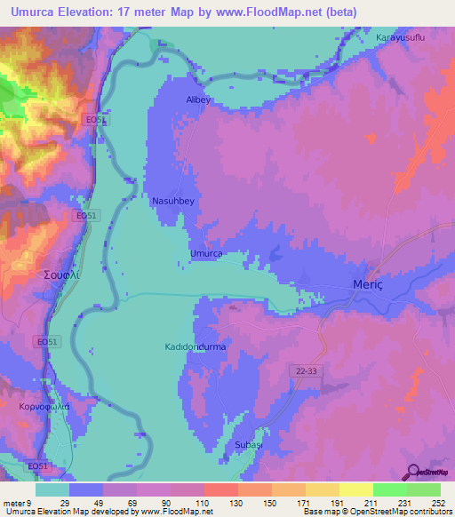 Umurca,Turkey Elevation Map