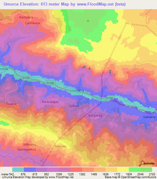 Umurca,Turkey Elevation Map