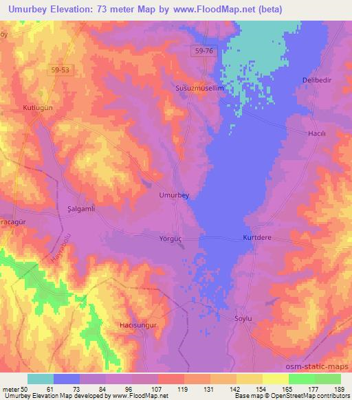 Umurbey,Turkey Elevation Map