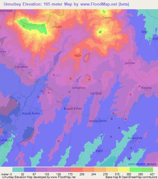 Umurbey,Turkey Elevation Map