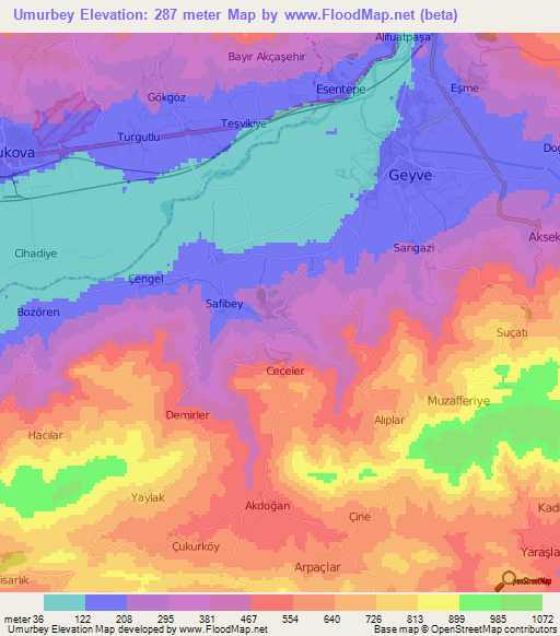 Umurbey,Turkey Elevation Map