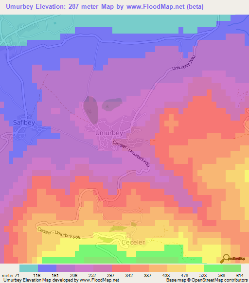 Umurbey,Turkey Elevation Map