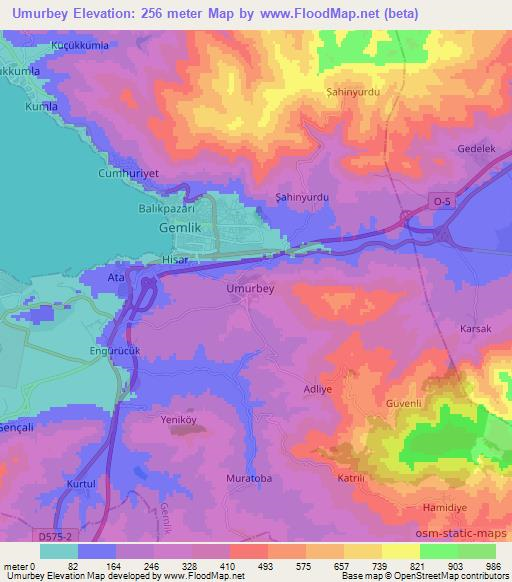 Umurbey,Turkey Elevation Map