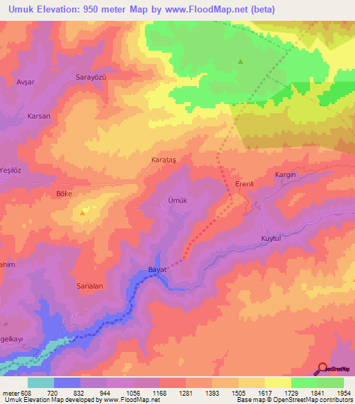 Umuk,Turkey Elevation Map