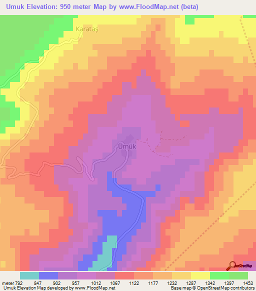 Umuk,Turkey Elevation Map