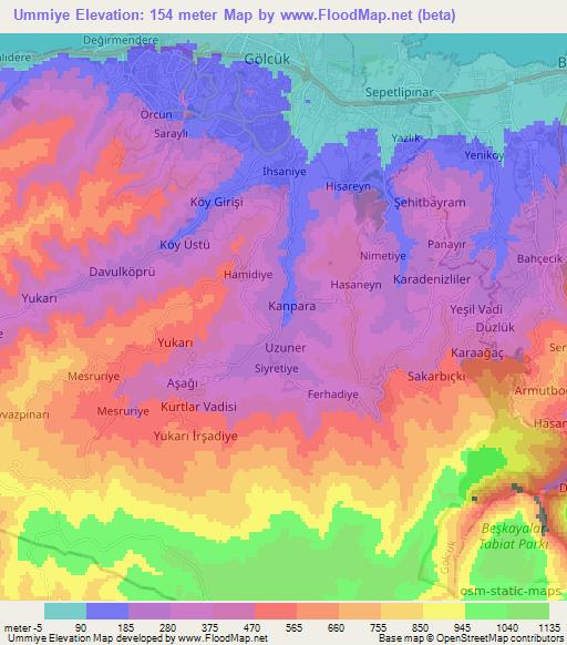 Ummiye,Turkey Elevation Map