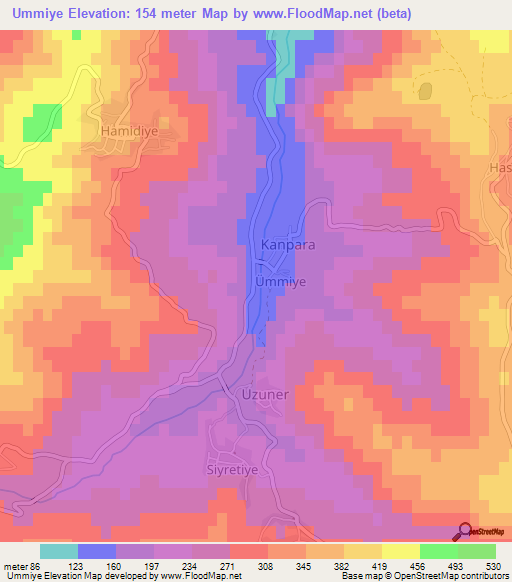 Ummiye,Turkey Elevation Map