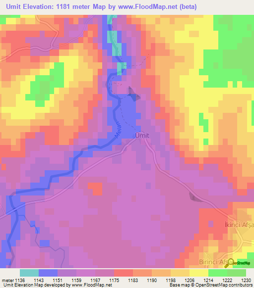 Umit,Turkey Elevation Map