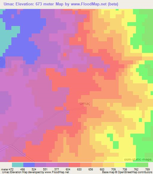 Umac,Turkey Elevation Map