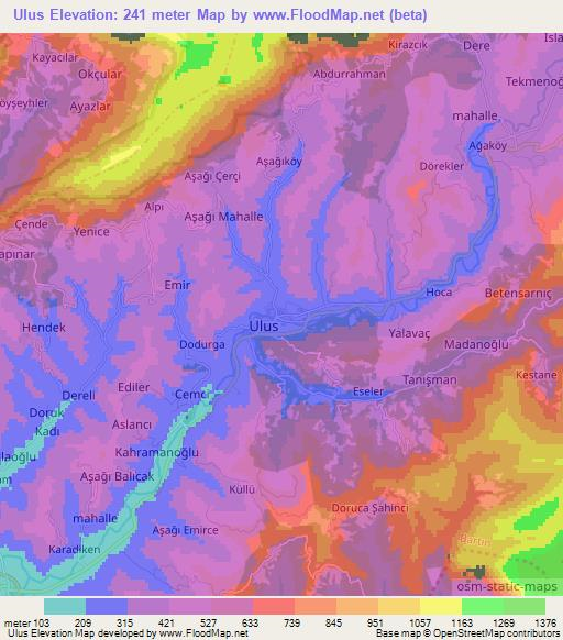 Ulus,Turkey Elevation Map